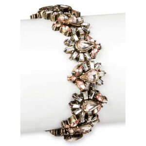 Sugar Fix by Bauble Bar Bracelet Stretch Pink/Grey Rhinestones Florets Reversed